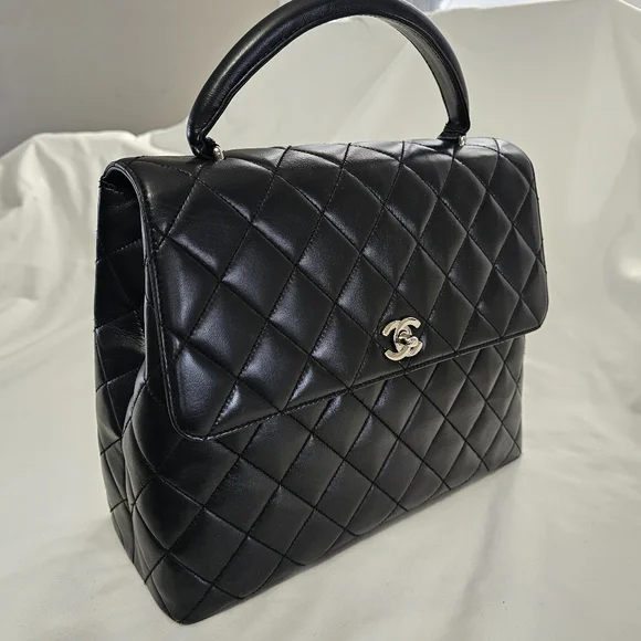 Chanel Black Quilted Leather Shoulder Bag Silver Hardware​Authentic Vintage Chan - Picture 4 of 12